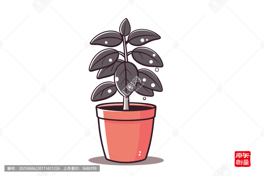 盆栽植物卡通插畫