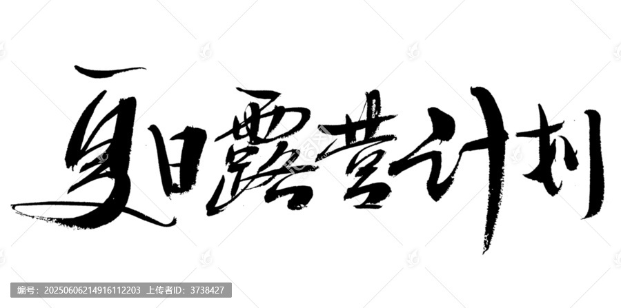 夏日露營(yíng)計(jì)劃毛筆書(shū)法字