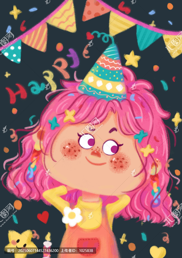 手繪女生插畫生日插畫女生頭像可愛女孩