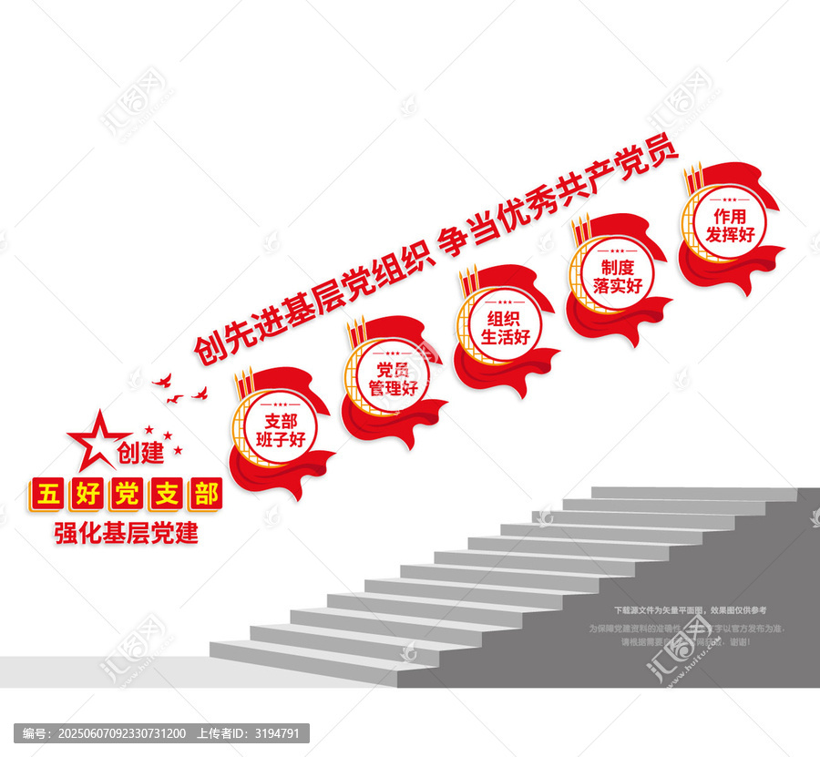 五好黨支部基層黨建階梯墻