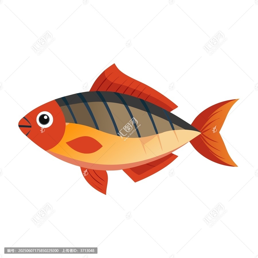 可愛彩色卡通小魚插畫