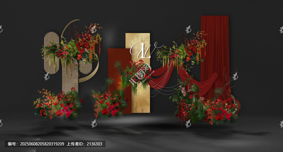 中式紅金婚禮迎賓區(qū)