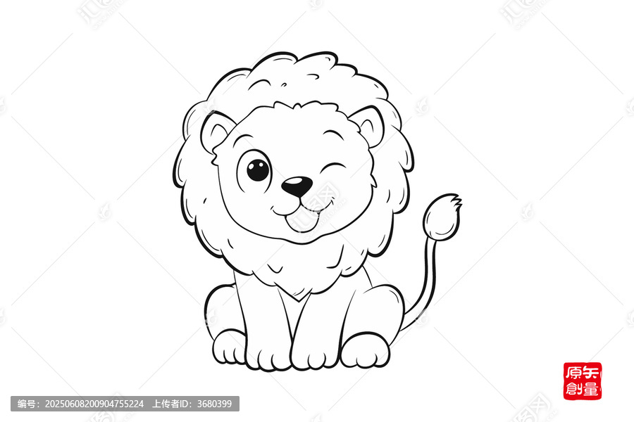 可愛卡通小獅子簡筆畫