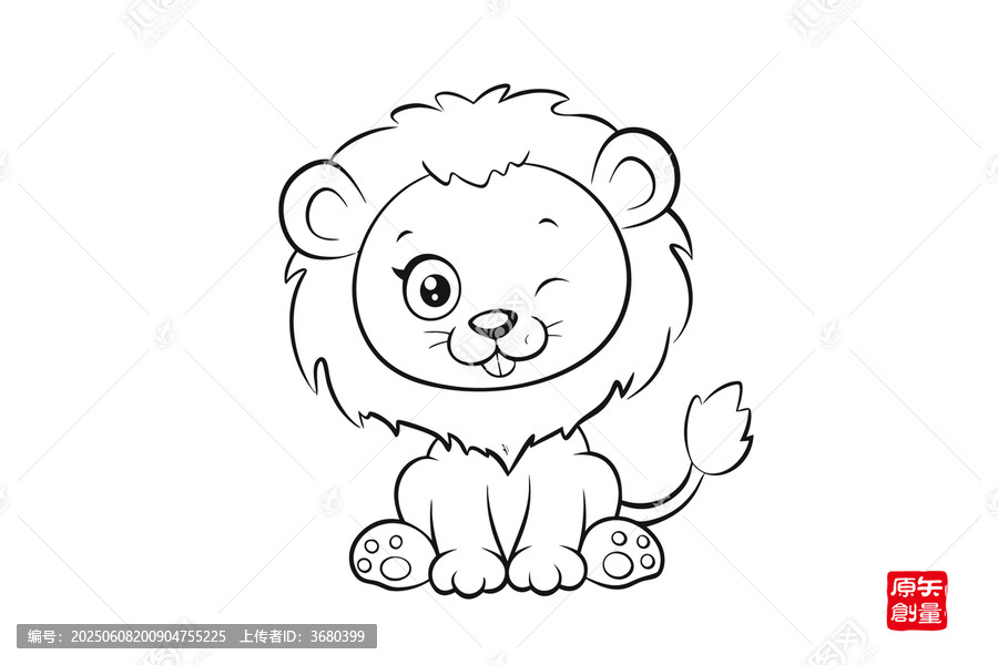 可愛卡通小獅子簡筆畫