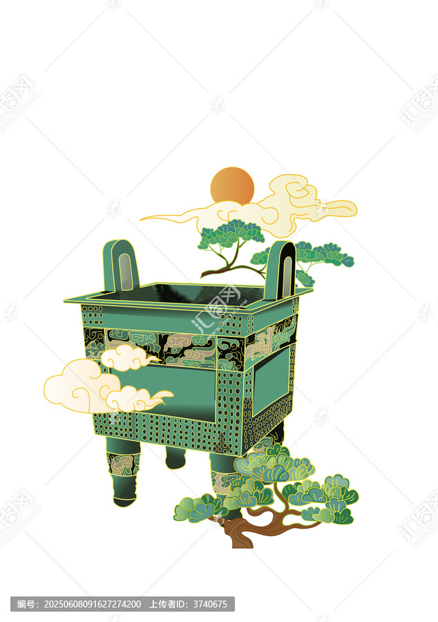 古風鼎矢量圖分圖層