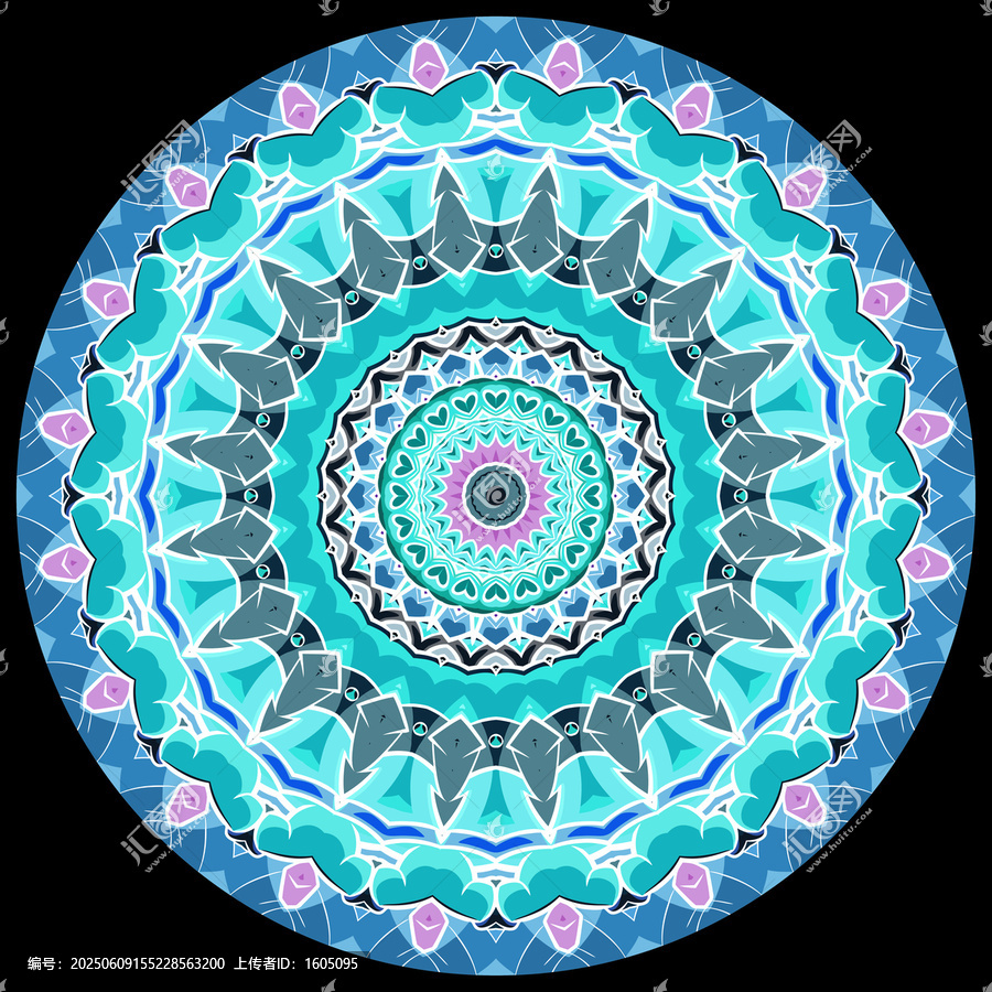 藍(lán)粉漸變圓形幾何花紋圖案