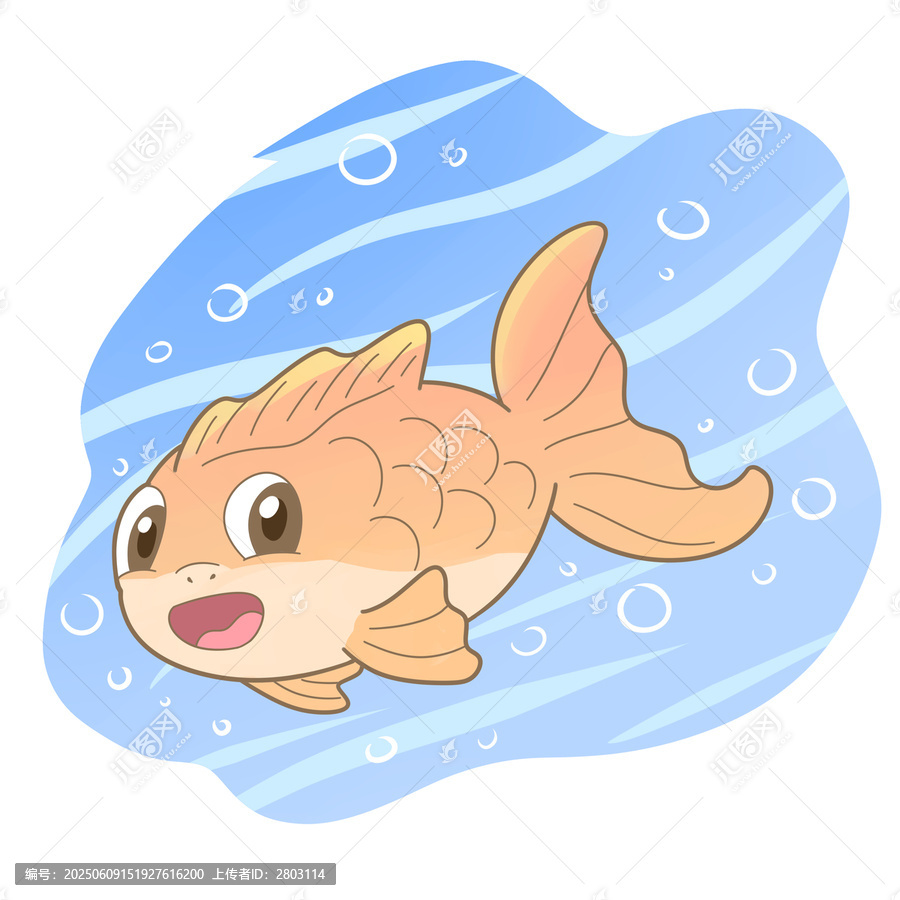 可愛卡通金魚水中游