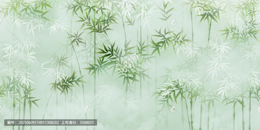 新中式朦朧竹子裝飾畫