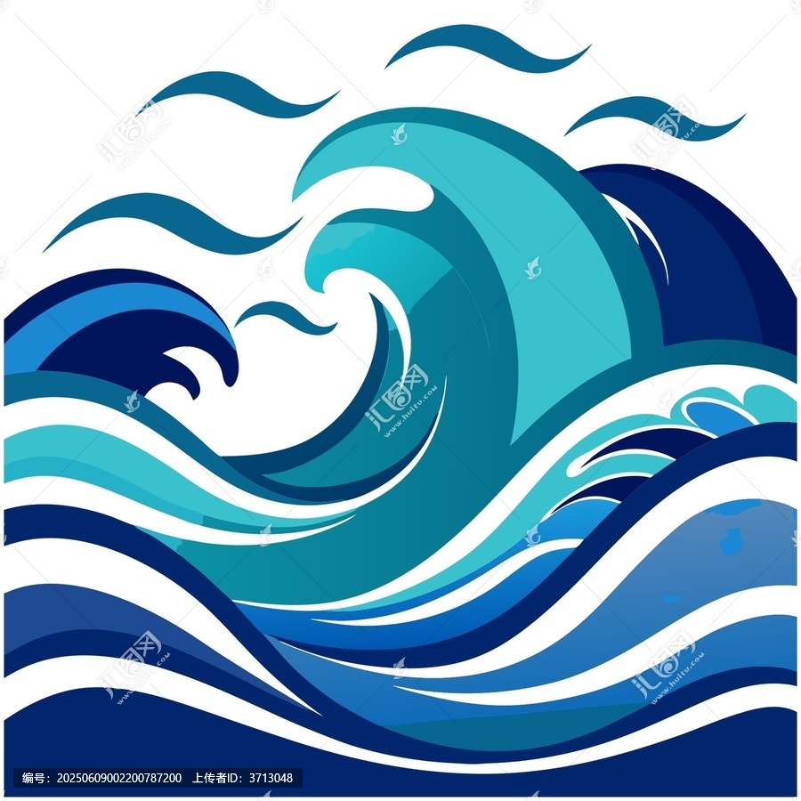 動感抽象海浪矢量插畫