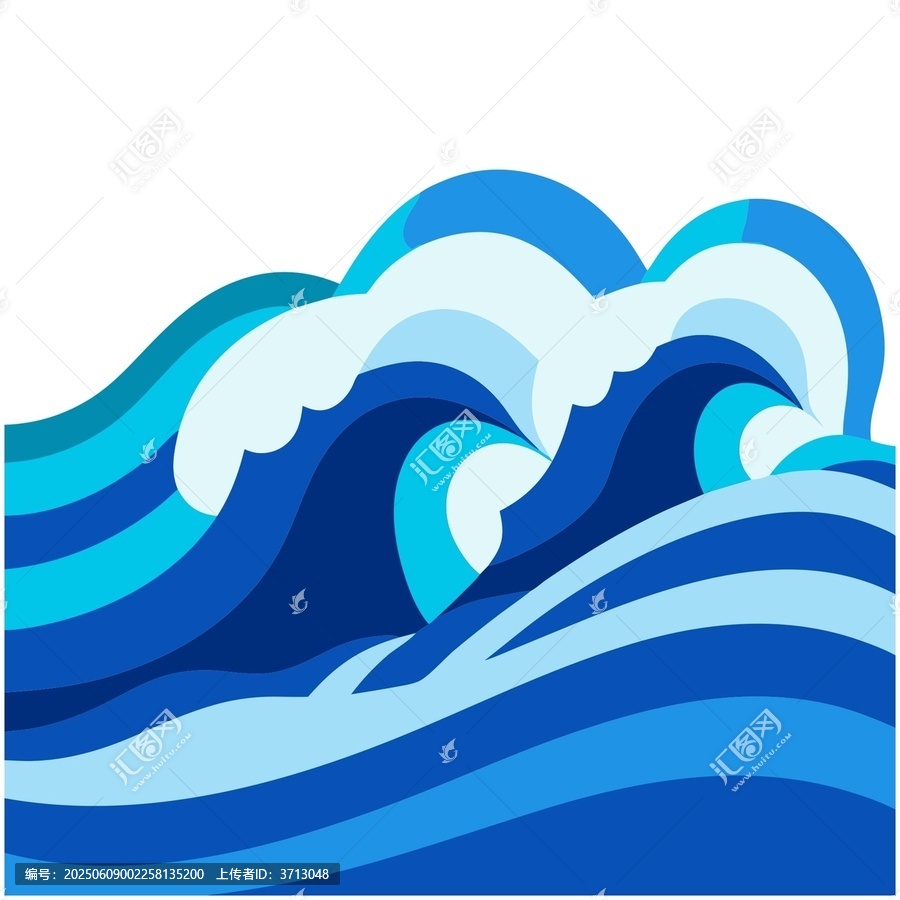 藍色動感海浪矢量插畫