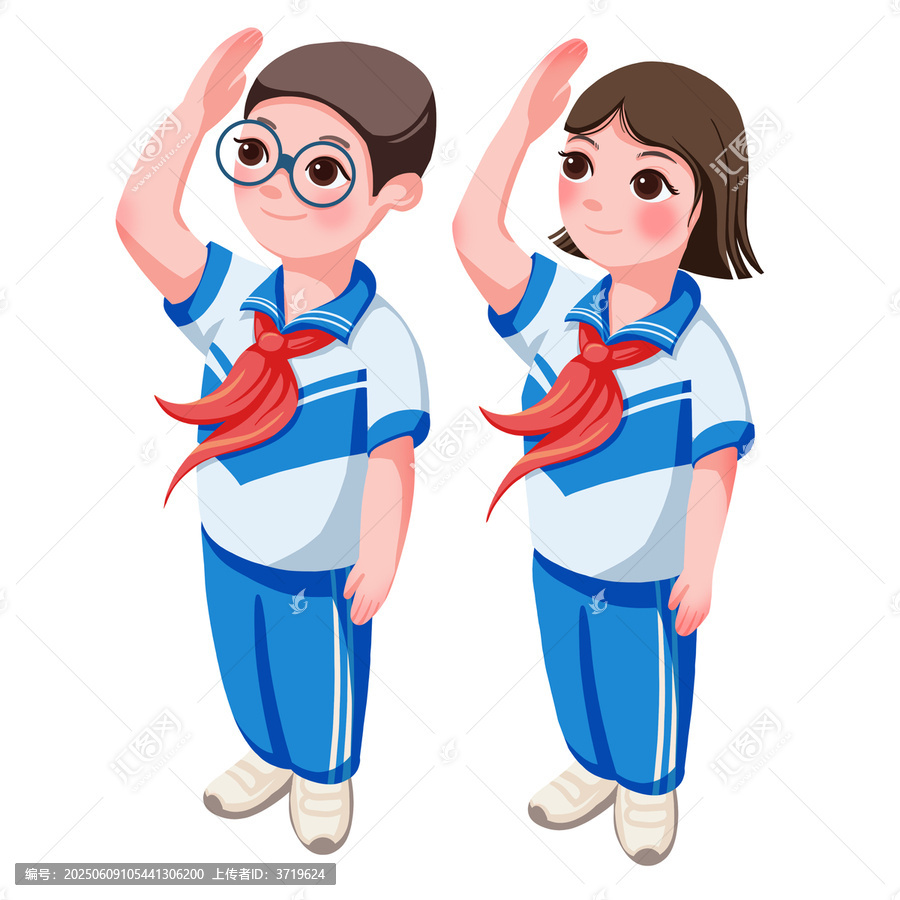 少先隊員敬禮卡通形象