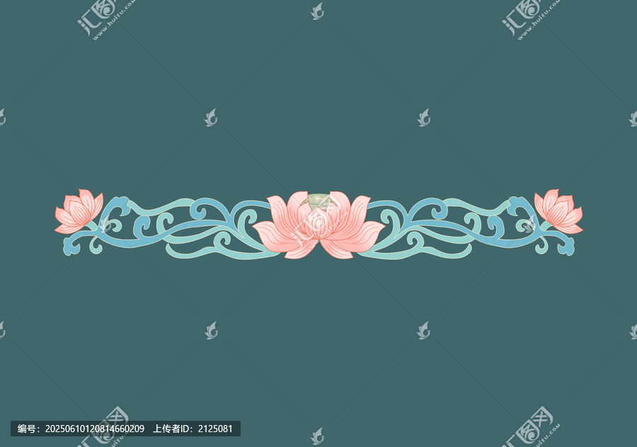 中式古典蓮花花紋圖案國(guó)潮紋樣