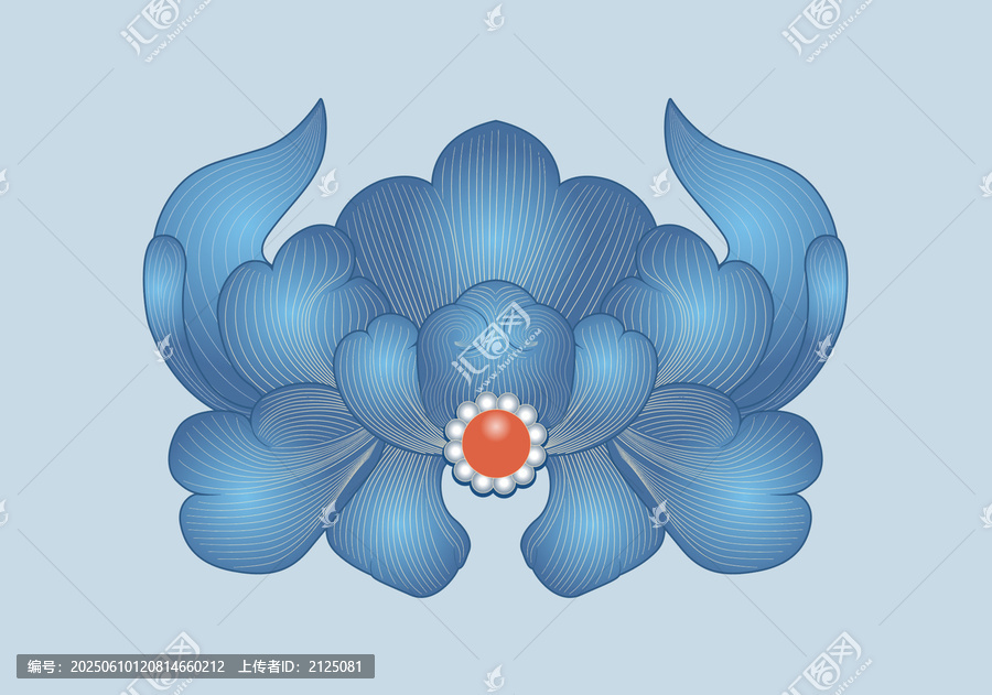 中式藍(lán)色精美花卉圖案國(guó)潮紋樣