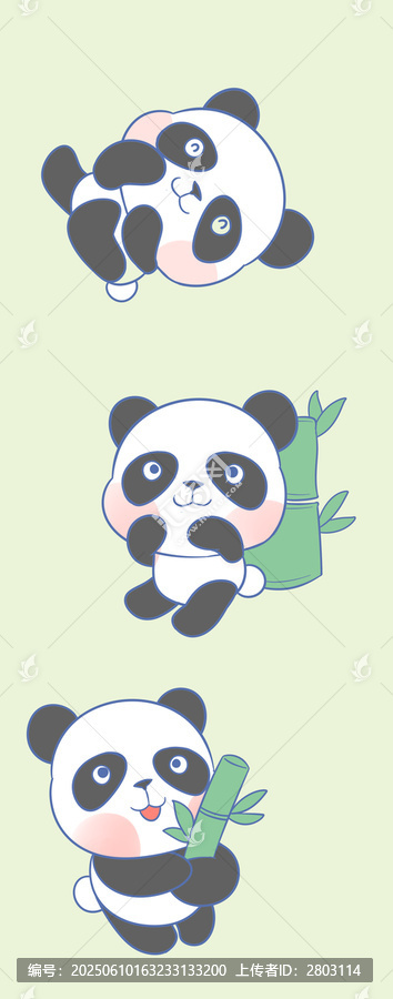 可愛卡通熊貓的多樣姿態(tài)