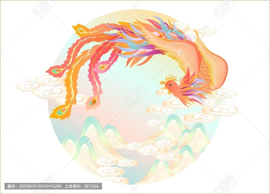 鳳凰圖案包裝插畫