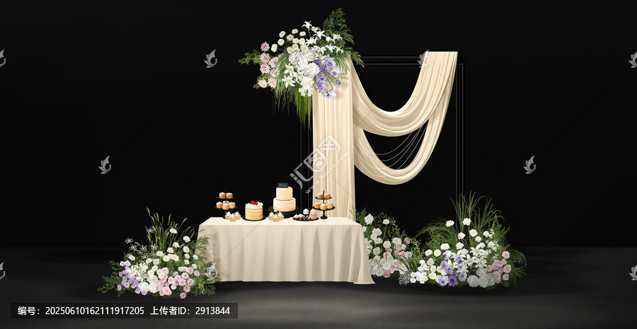 唯美婚禮甜品臺花藝布置