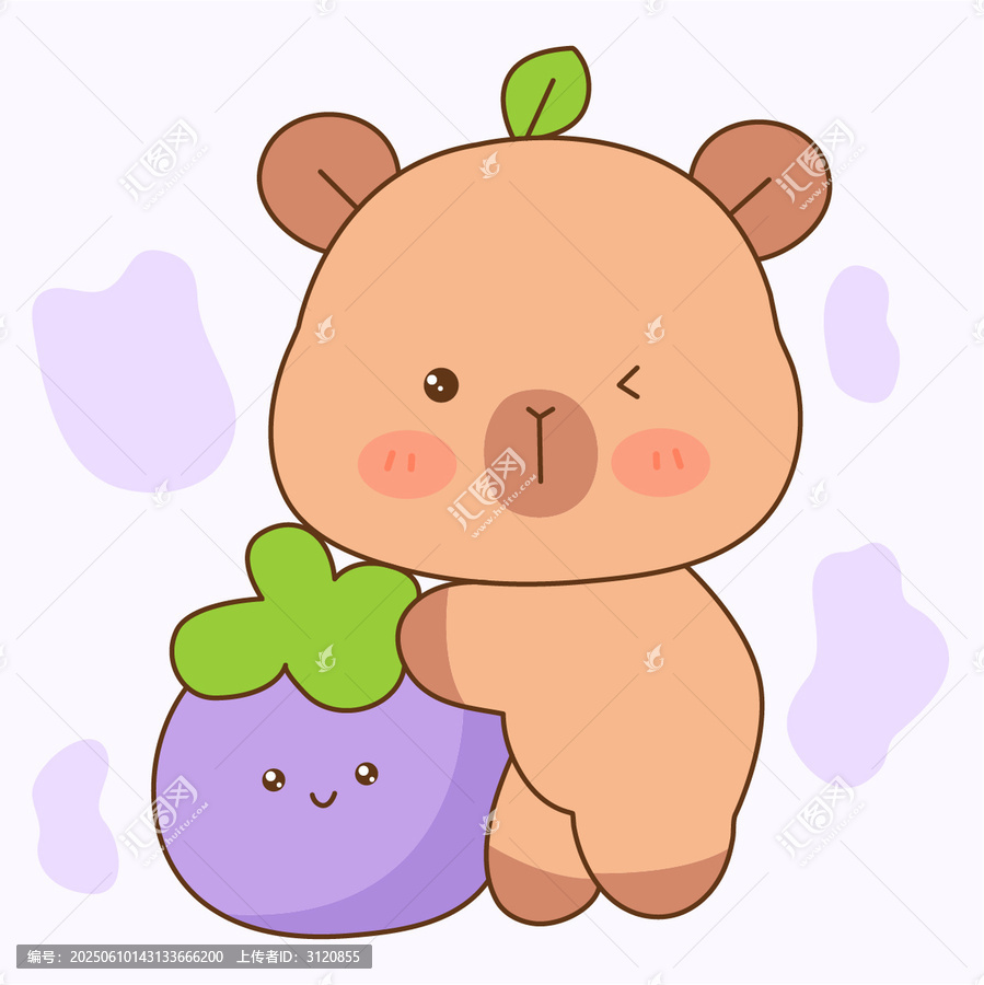 水果卡皮巴拉插畫