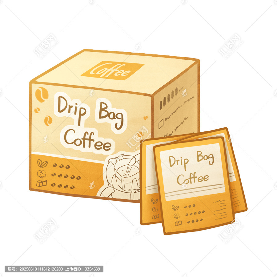 掛耳咖啡包裝插畫(huà)素材
