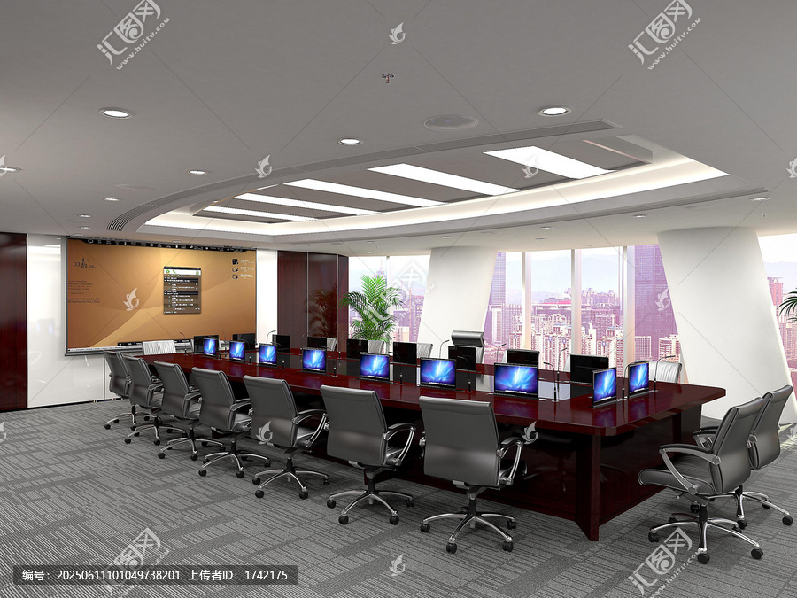 現(xiàn)代寬敞的會議室場景