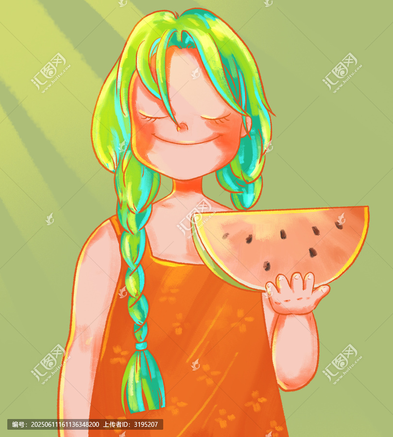 吃西瓜的女孩