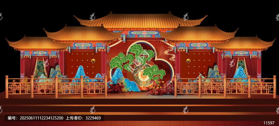 明清中式婚禮手繪效果圖