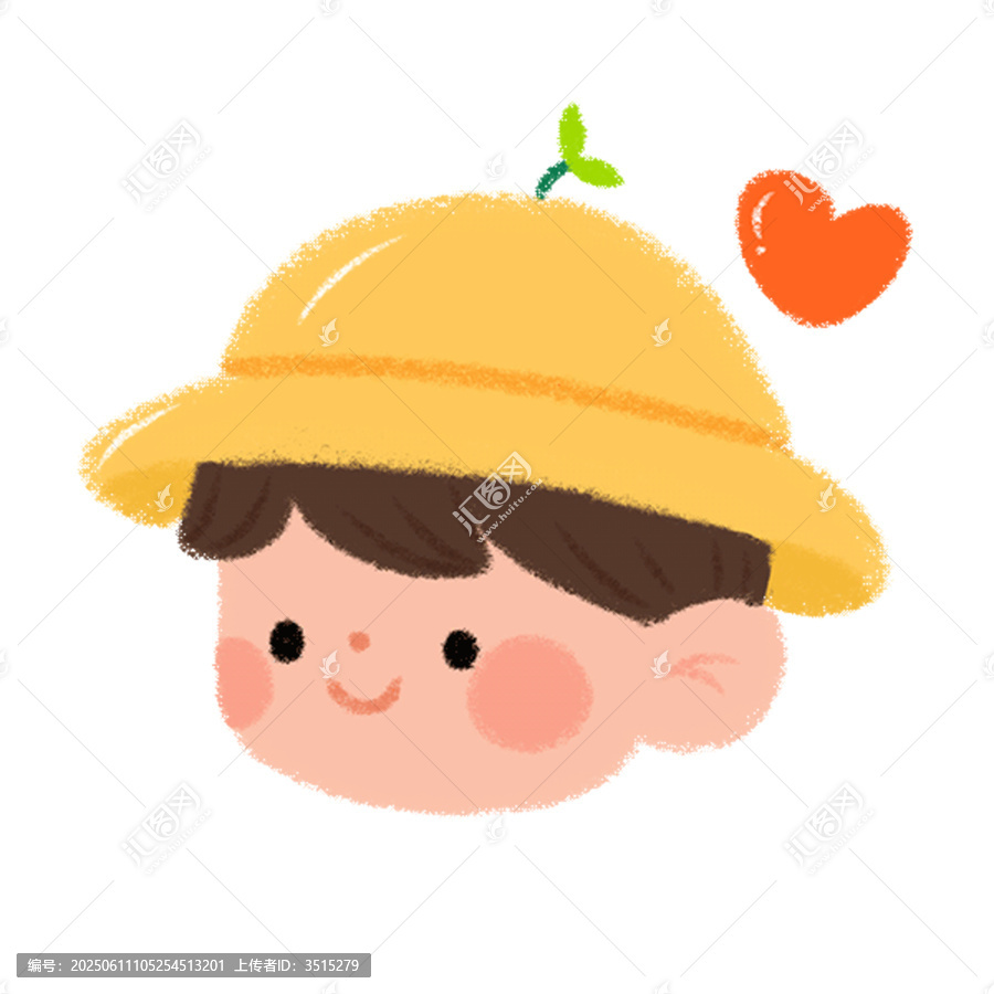 戴黃帽的可愛卡通小孩