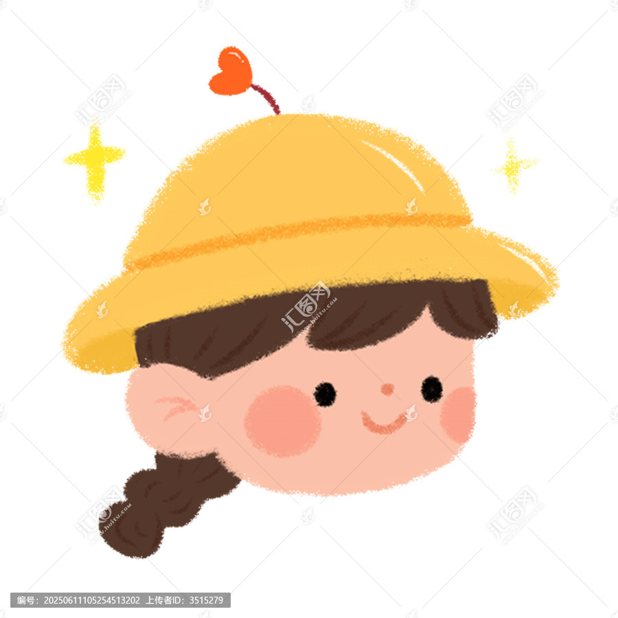 戴黃帽的可愛扎辮小女孩