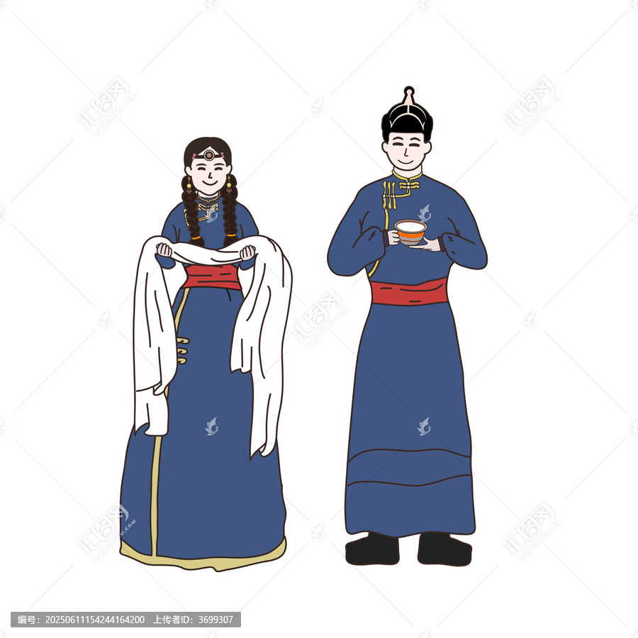 蒙古族青年男女敬哈達(dá)敬馬奶酒