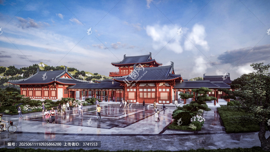 中式古典建筑群景觀效果圖