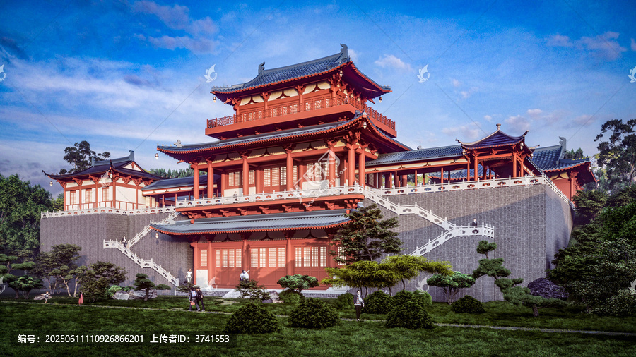 古風(fēng)壯麗中式樓閣建筑景觀