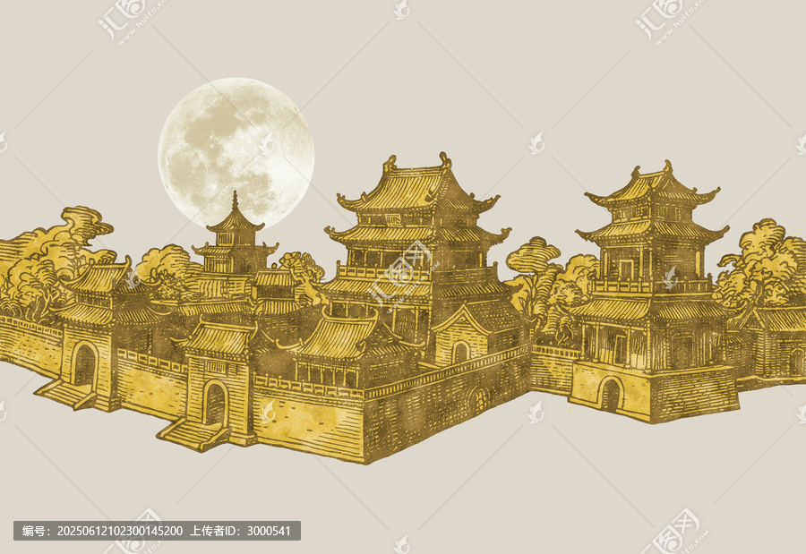 古代建筑描金金箔
