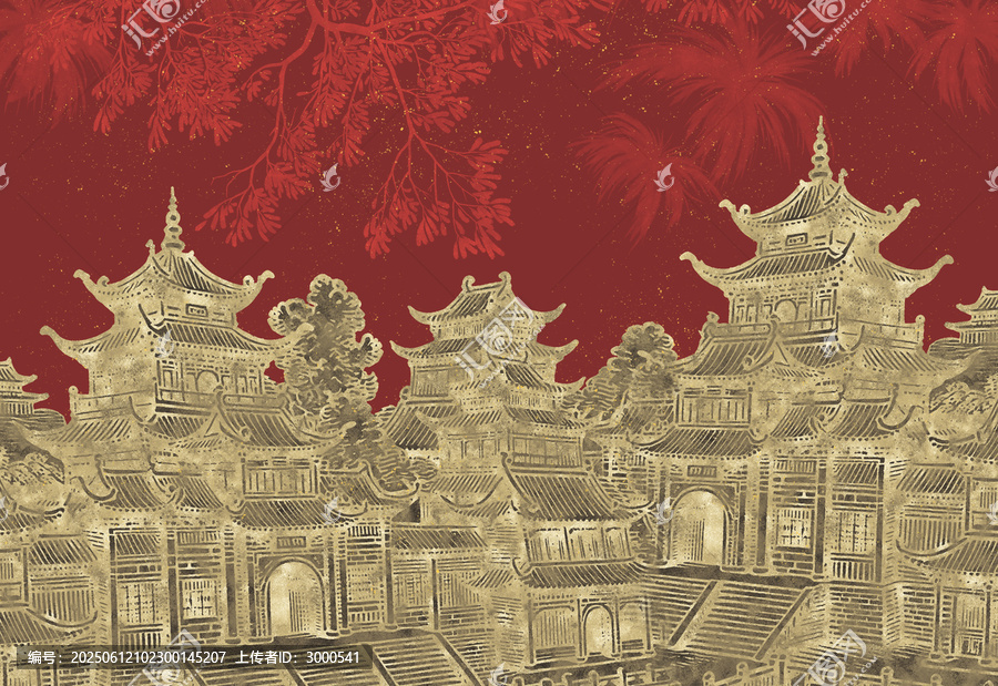 復(fù)古建筑群亭臺(tái)樓閣