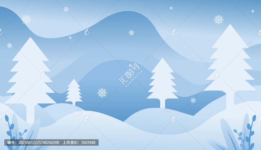 冬日雪景中的簡約松林