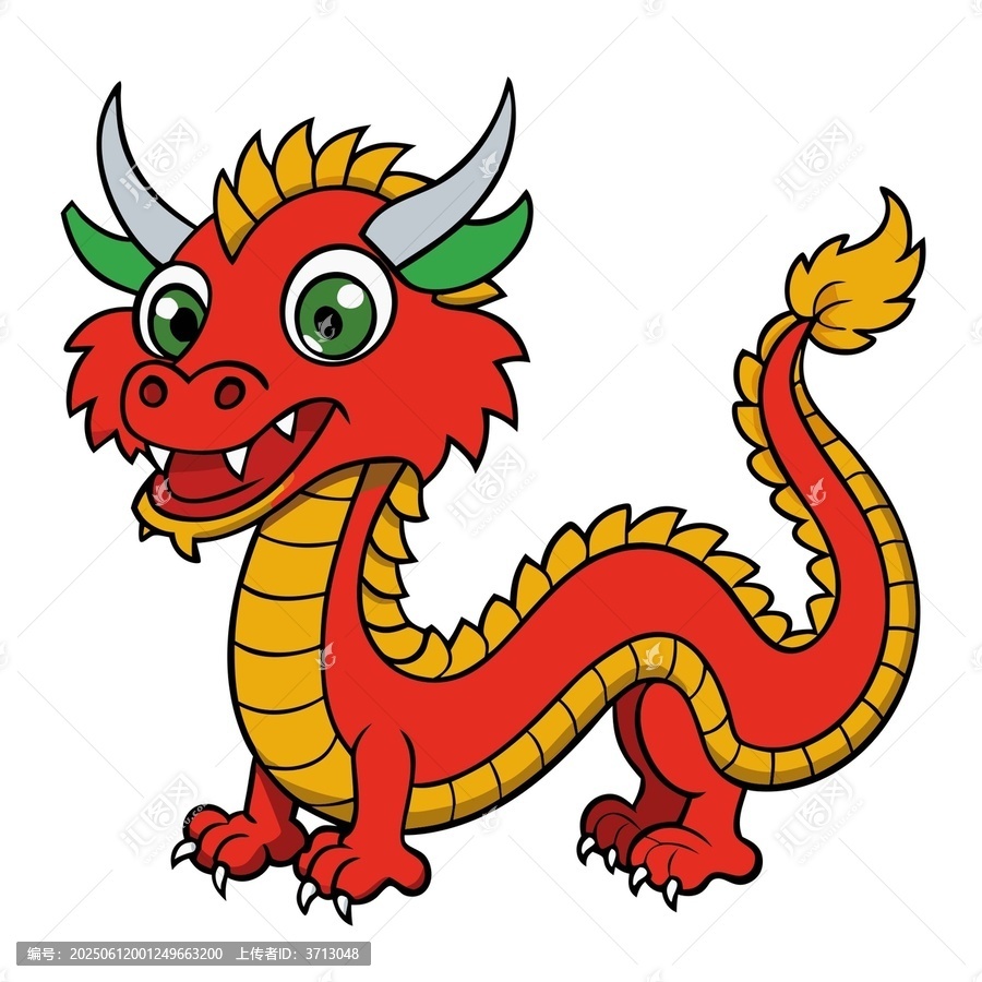 可愛卡通紅色小龍形象