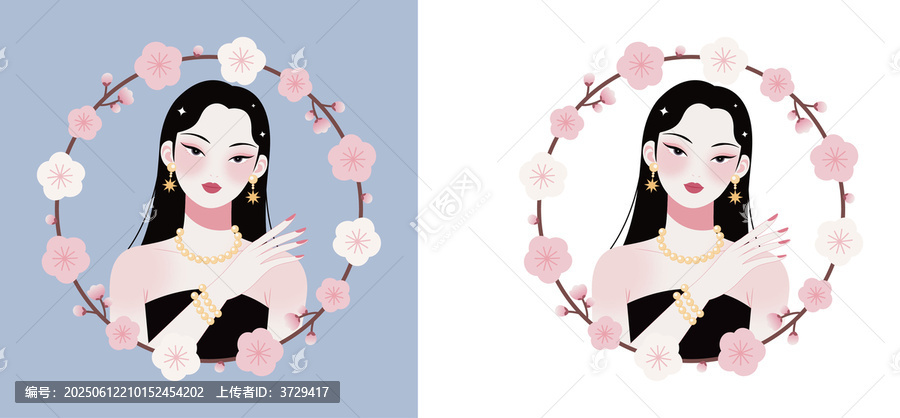 古風(fēng)花卉環(huán)繞的優(yōu)雅女子