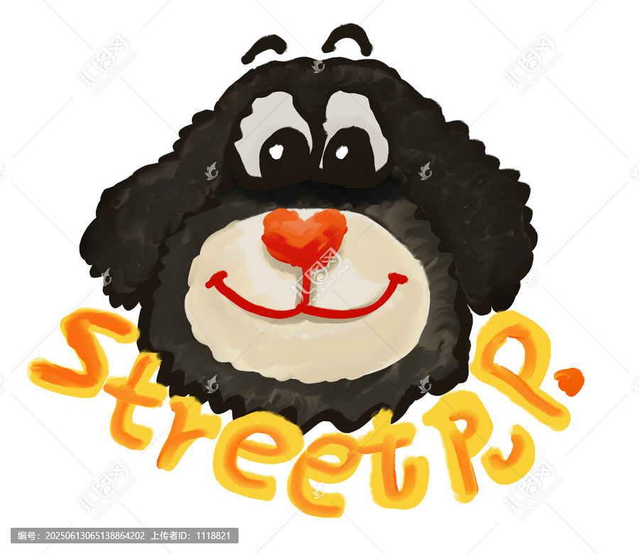 黑色萌狗卡通動物涂鴉可愛印花圖案