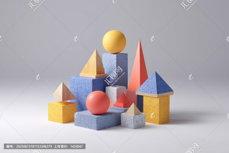彩色幾何形體組合構(gòu)圖