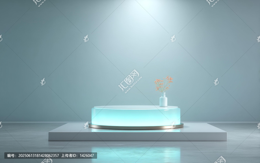現(xiàn)代極簡(jiǎn)輕藍(lán)色展臺(tái)產(chǎn)品展示