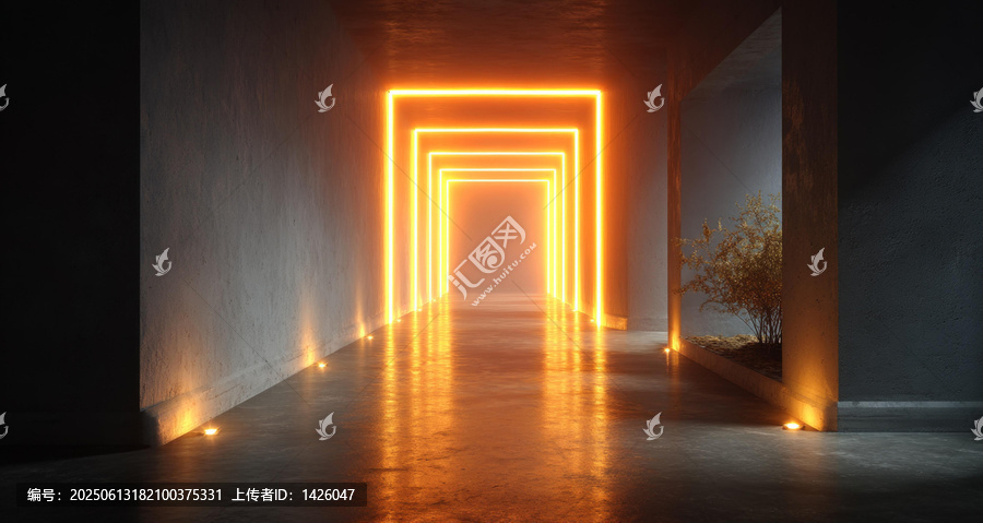 霓虹燈走廊,未來主義建筑