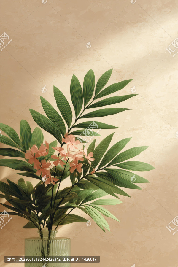 淺駝色背景下精致花藝擺設(shè)
