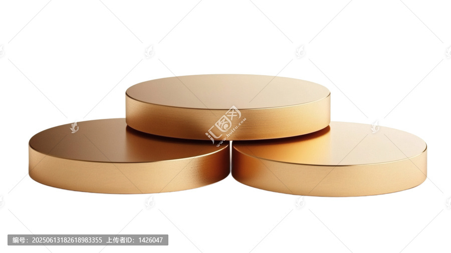 [免摳素材]三個金色圓形展示臺
