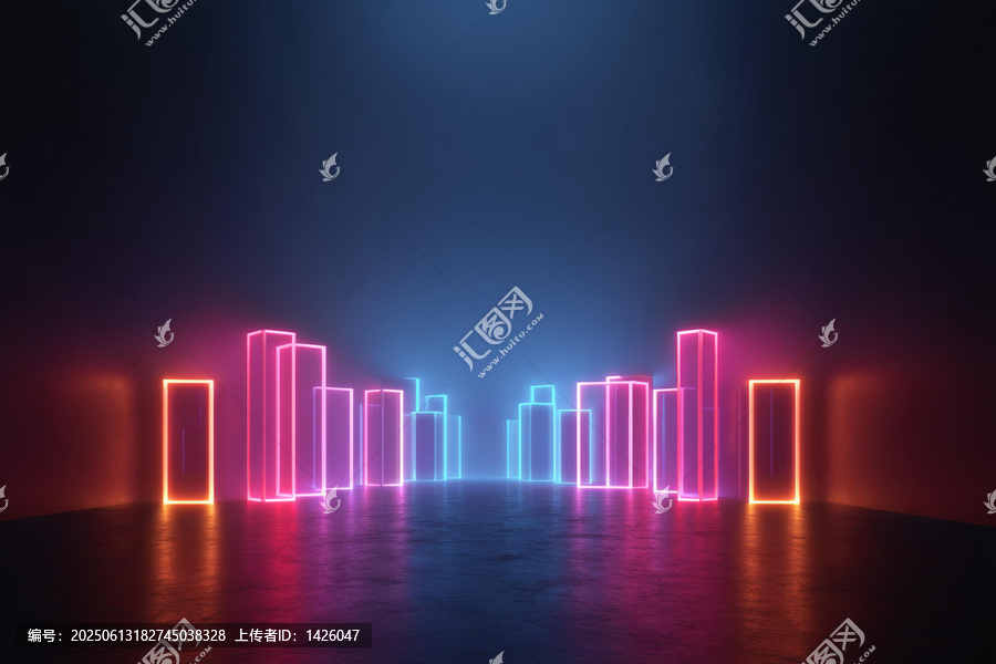 霓虹城市抽象光影圖