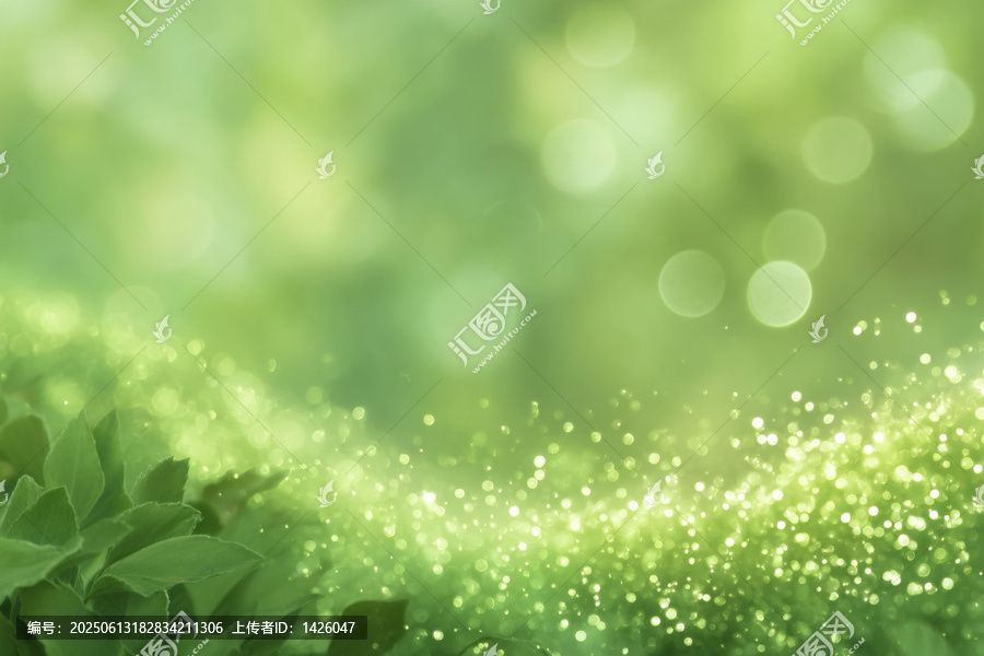夢幻綠光自然背景圖