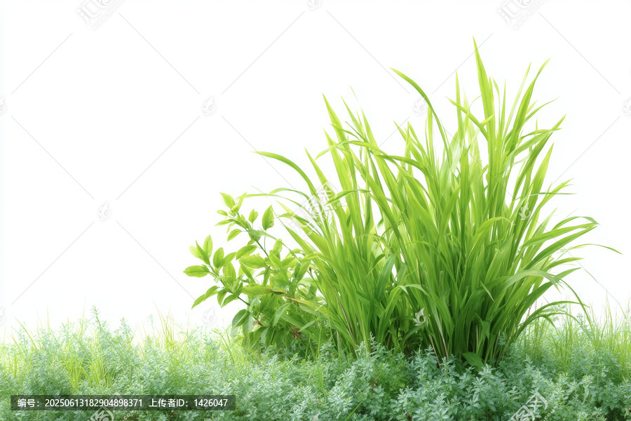 清新綠草和植物背景圖