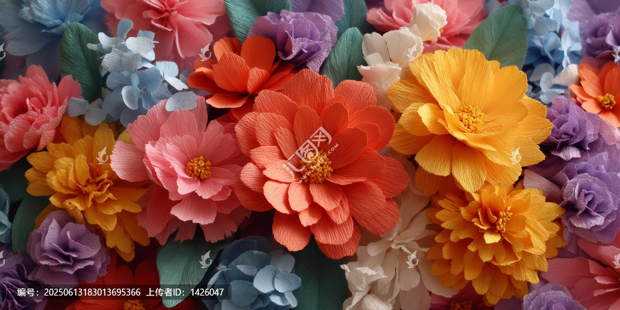 色彩繽紛的紙花藝術(shù)創(chuàng)作