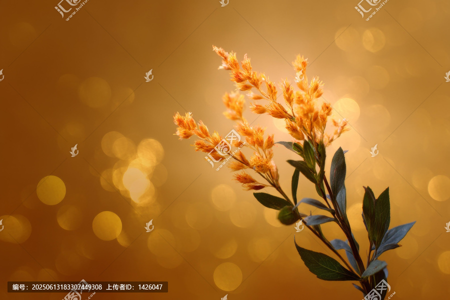 金色花朵的柔和光線