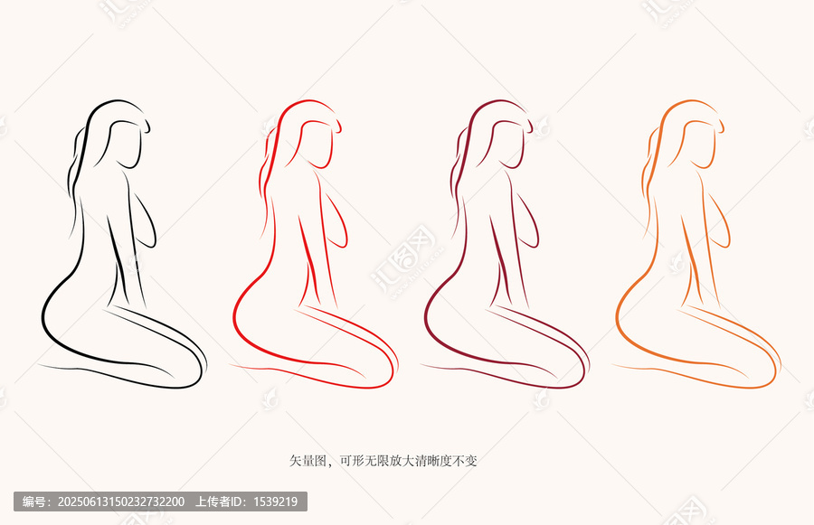 美女矢量線條