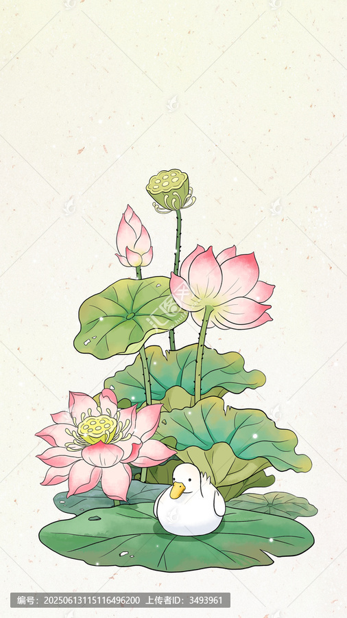 荷花鴨子壁紙手機(jī)殼圖案