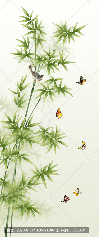 彩蝶飛鳥翠竹屏風(fēng)背景