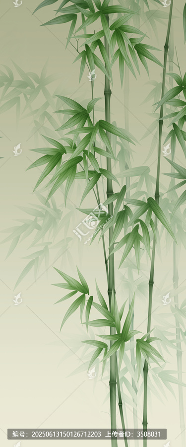 新中式朦朧綠竹圖背景